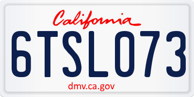 CA license plate 6TSL073