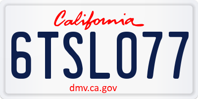 CA license plate 6TSL077