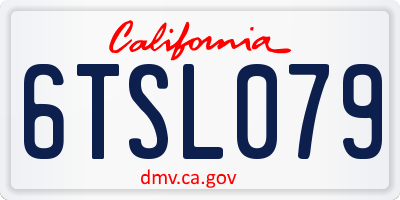 CA license plate 6TSL079