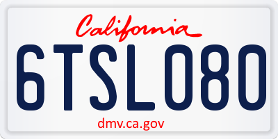 CA license plate 6TSL080
