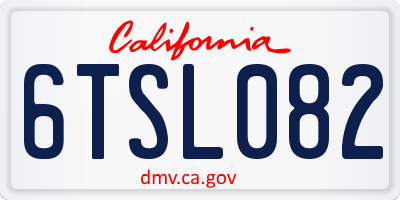 CA license plate 6TSL082