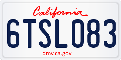 CA license plate 6TSL083