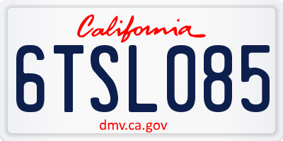 CA license plate 6TSL085