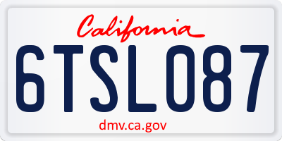 CA license plate 6TSL087