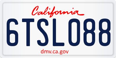CA license plate 6TSL088