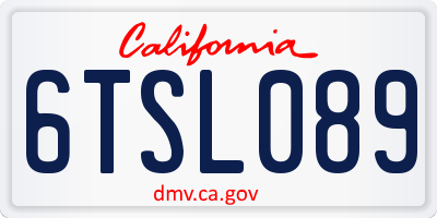 CA license plate 6TSL089