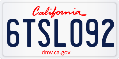 CA license plate 6TSL092