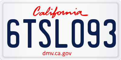 CA license plate 6TSL093