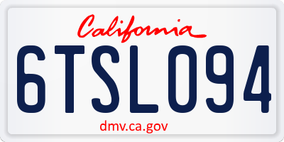 CA license plate 6TSL094