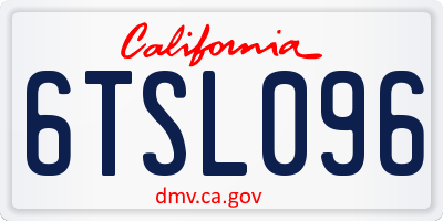 CA license plate 6TSL096