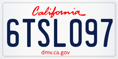 CA license plate 6TSL097