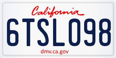 CA license plate 6TSL098