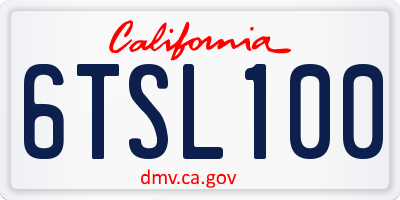 CA license plate 6TSL100