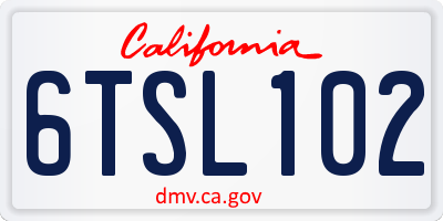 CA license plate 6TSL102