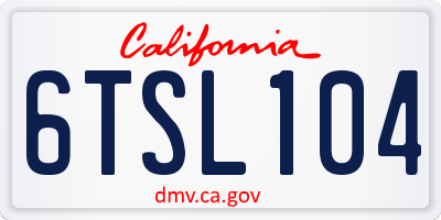 CA license plate 6TSL104