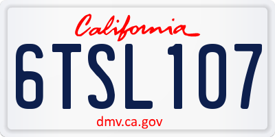 CA license plate 6TSL107