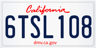 CA license plate 6TSL108
