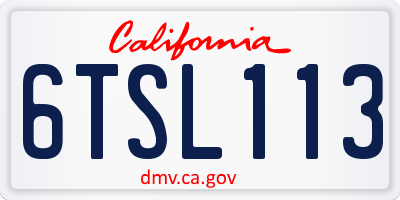 CA license plate 6TSL113