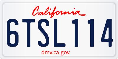 CA license plate 6TSL114