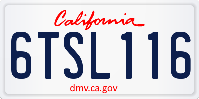 CA license plate 6TSL116