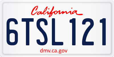 CA license plate 6TSL121