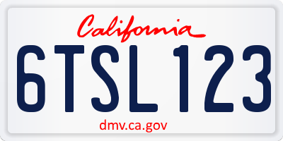 CA license plate 6TSL123