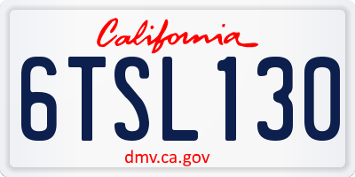 CA license plate 6TSL130