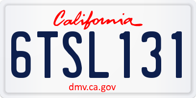 CA license plate 6TSL131