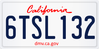 CA license plate 6TSL132