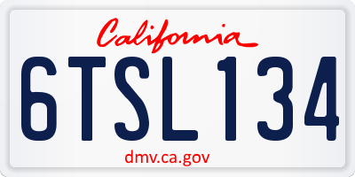 CA license plate 6TSL134