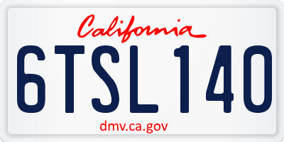 CA license plate 6TSL140