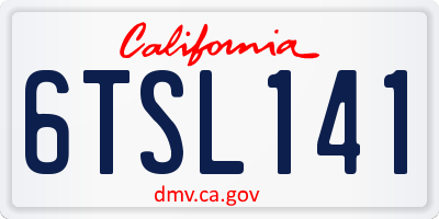 CA license plate 6TSL141