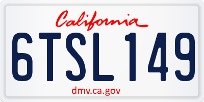 CA license plate 6TSL149