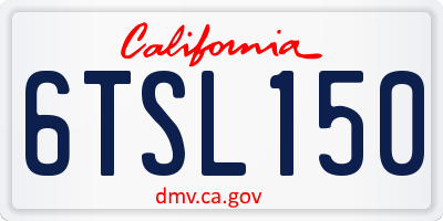 CA license plate 6TSL150