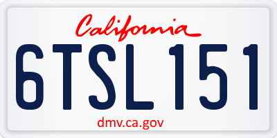 CA license plate 6TSL151