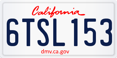 CA license plate 6TSL153