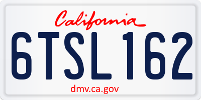 CA license plate 6TSL162