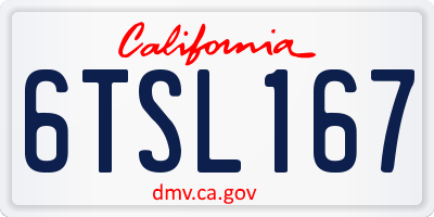 CA license plate 6TSL167