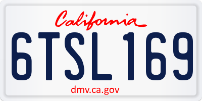 CA license plate 6TSL169