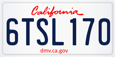 CA license plate 6TSL170