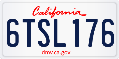 CA license plate 6TSL176