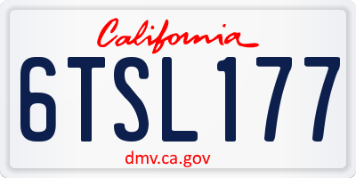 CA license plate 6TSL177