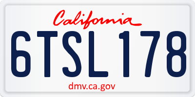 CA license plate 6TSL178