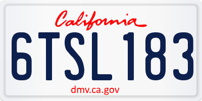 CA license plate 6TSL183