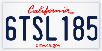 CA license plate 6TSL185