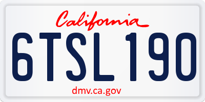 CA license plate 6TSL190
