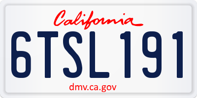 CA license plate 6TSL191