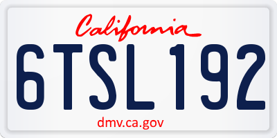 CA license plate 6TSL192