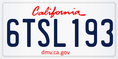 CA license plate 6TSL193