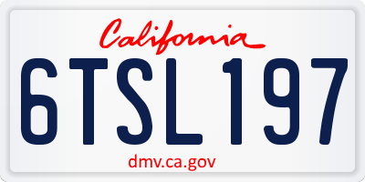 CA license plate 6TSL197